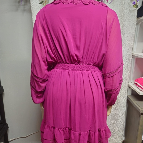 City Chic Pink Embellished Wrap Midi Dress - Picture 5 of 9